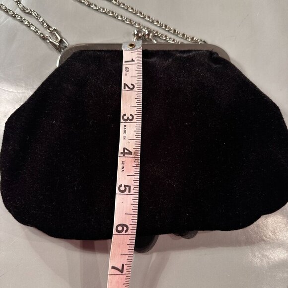 Velvet Flower Crossbody Evening Coin Purses Party Clutch Vintage Handbag Black - Picture 12 of 15